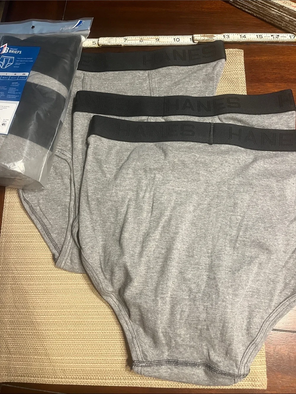 Item .58…Hanes Men’s Gray Briefs with Black Waistband - 3 Pack medium
